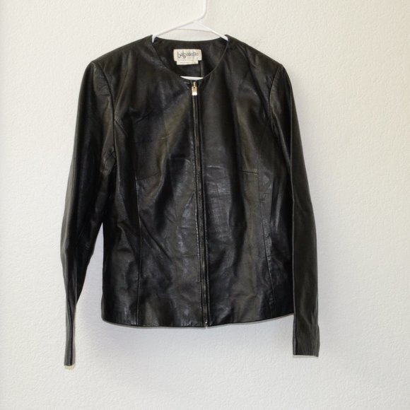 Bagatelle Black Leather Jacket Size Large Full Zip - Picture 3 of 14